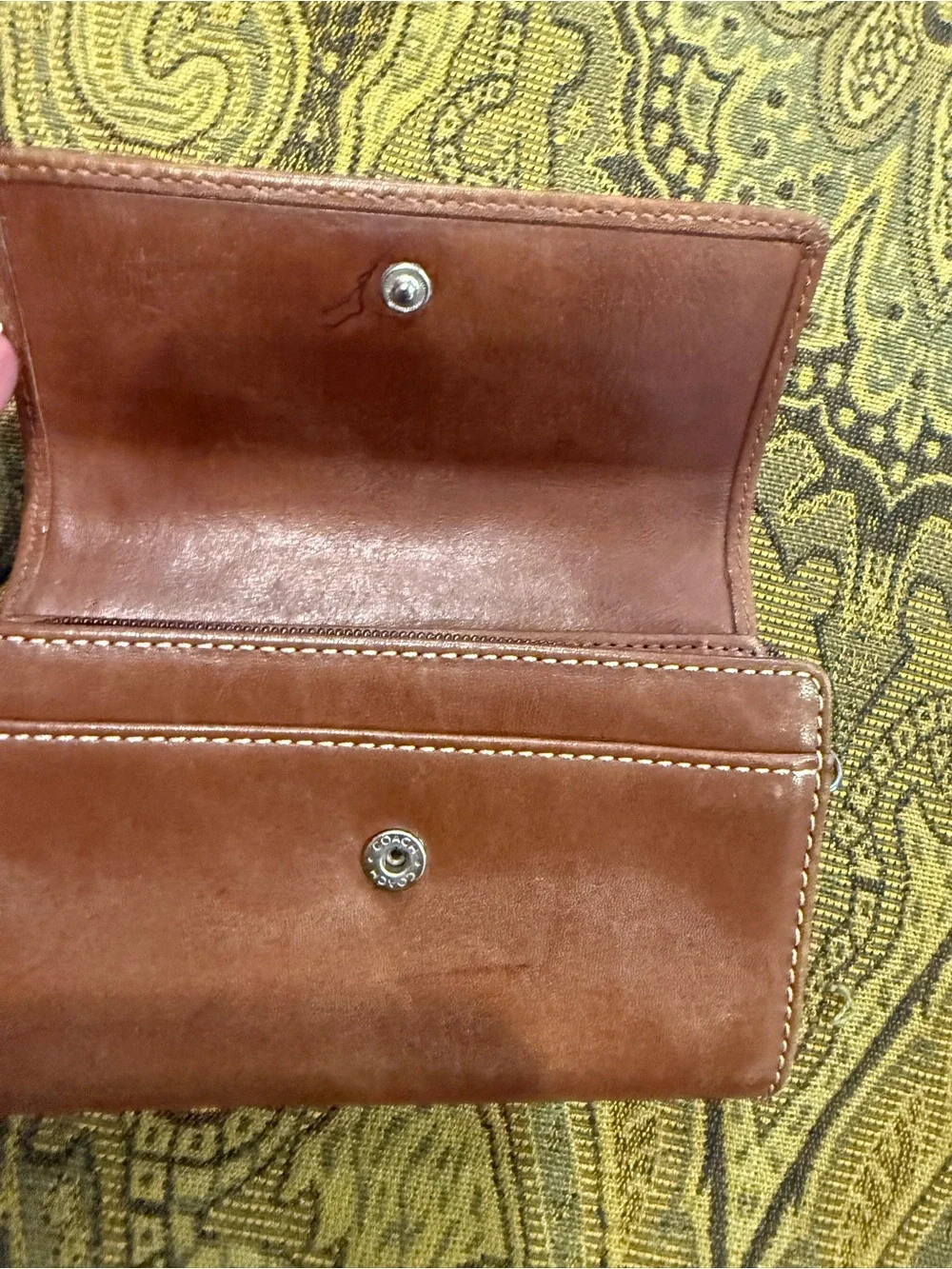 COACH Brown Leather Key & Card Holder with Embossed Logo Vintage